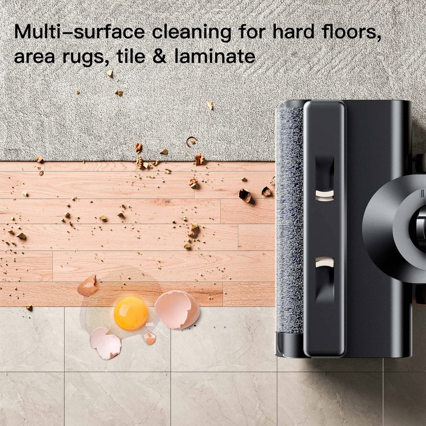 VEAT00L Cordless Wet Dry One Hard Floor Cleaner with Charging Base, Self-Cleaning， 25Kpa Powerful Suction, 30min Runtime, LCD Display, Voice Prompt