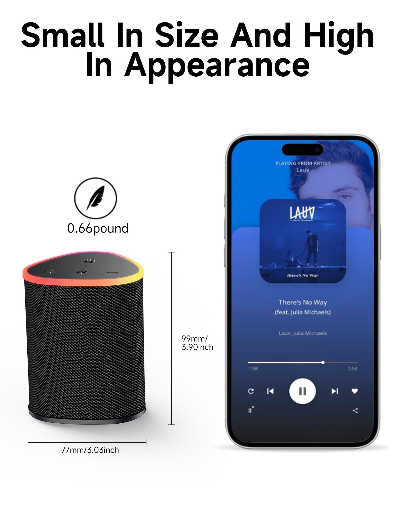 VEATOOL Portable Bluetooth Speaker, IPX5 Waterproof, Stereo Sound, 12H Playtime, Bluetooth 5.3, RGB Lights, Outdoor Speaker