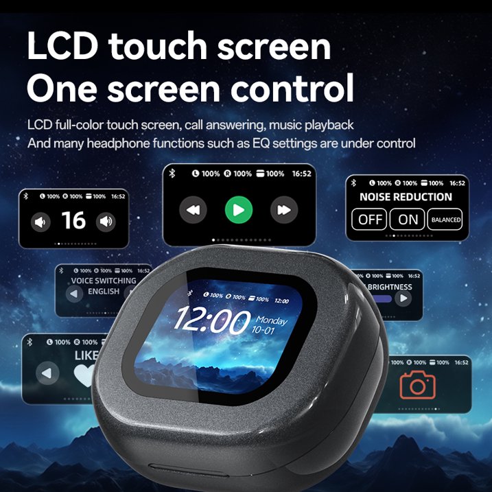 VEATOOL M94 Open Headset, Smart Touch Screen, 60Hrs of Playback, ENC Clear Talk, Multiple EQ Modes